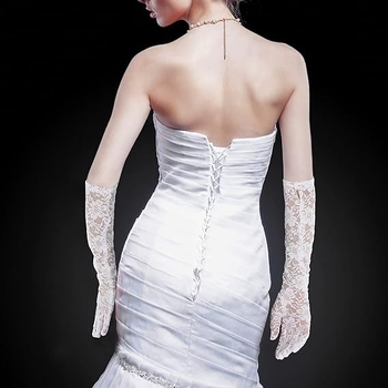 Hosszú csipkés kesztyűk, vintage háló stílus, elasztikus, menyasszonyi virágos kiegészítő, eredeti dizájn, 2025 tavasz