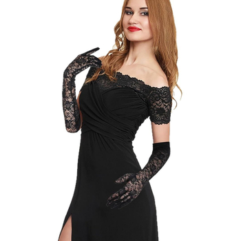 Hosszú csipkés kesztyűk, vintage háló stílus, elasztikus, menyasszonyi virágos kiegészítő, eredeti dizájn, 2025 tavasz