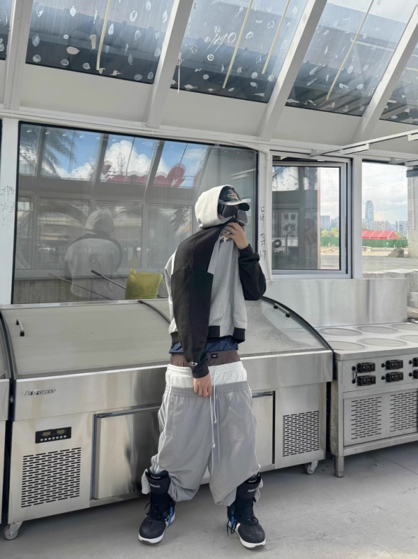 Панталони свободен крой, висока талия, хип-хоп стил, памучен терри плат 100% памук, есен 2025