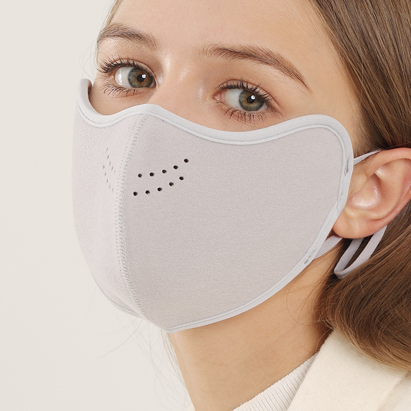 Sieviešu sejas maska ar flīsa oderi ziemai – ar ausu siksnām, putekļu aizsardzība, vēju izturība, elpojoša (ar ausu siksnām, putekļu aizsardzība, vēju izturība, elpojoša)