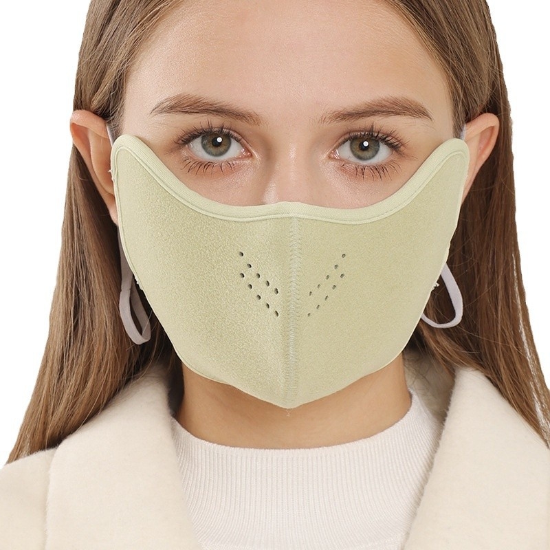 Sieviešu sejas maska ar flīsa oderi ziemai – ar ausu siksnām, putekļu aizsardzība, vēju izturība, elpojoša (ar ausu siksnām, putekļu aizsardzība, vēju izturība, elpojoša)