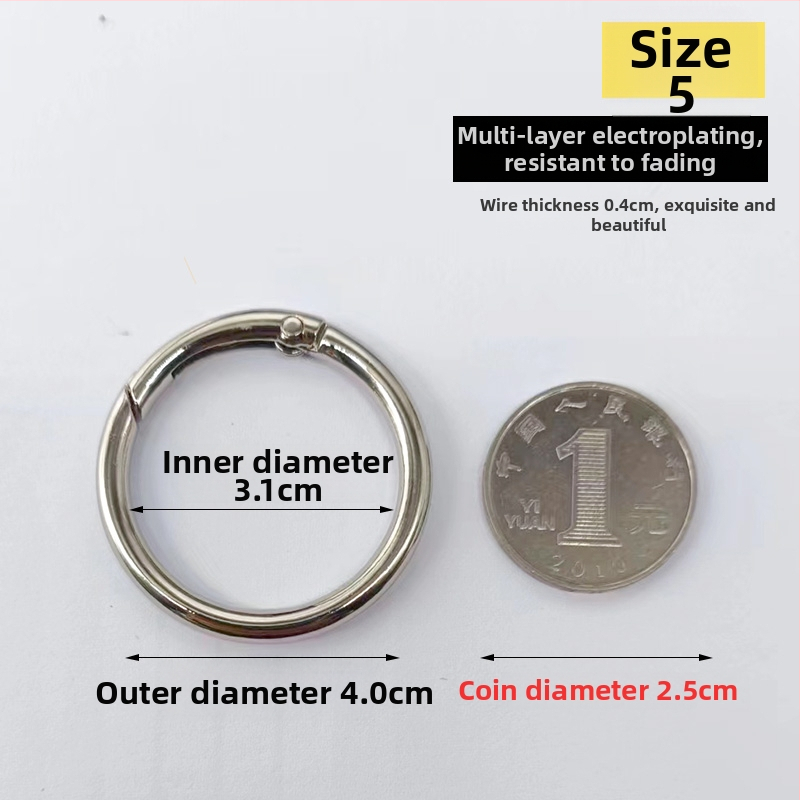 Atvērts metāla gredzens somu aksesuāriem, atslēgu piekari ar atsperes uzgalīti (Materiāls: Cits; Pielietojums: Cits; Zīmols: Cits)