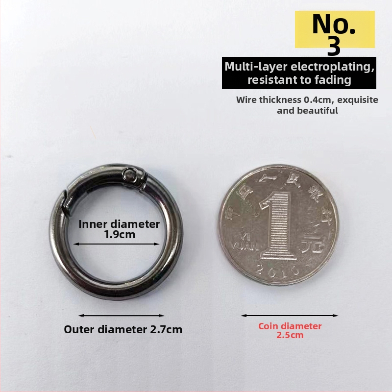 Atvērts metāla gredzens somu aksesuāriem, atslēgu piekari ar atsperes uzgalīti (Materiāls: Cits; Pielietojums: Cits; Zīmols: Cits)