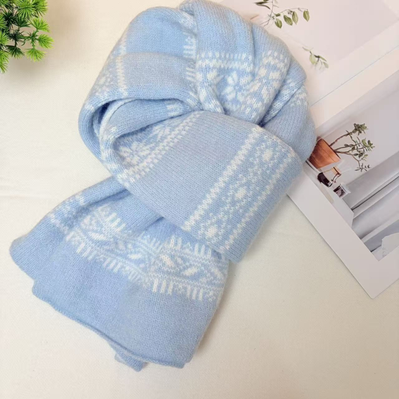 Женски вълнен шал Fair Isle, плетен, за зима, корейски стил, универсален, топъл