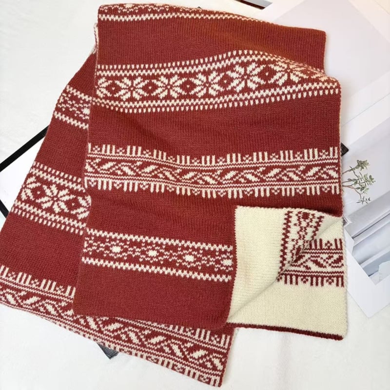 Женски вълнен шал Fair Isle, плетен, за зима, корейски стил, универсален, топъл