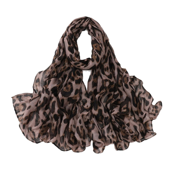 Дълъг шал с леопардов принт, полиестер, warp-knitted текстил, Spring 2025 лансиране, модерен градски стил