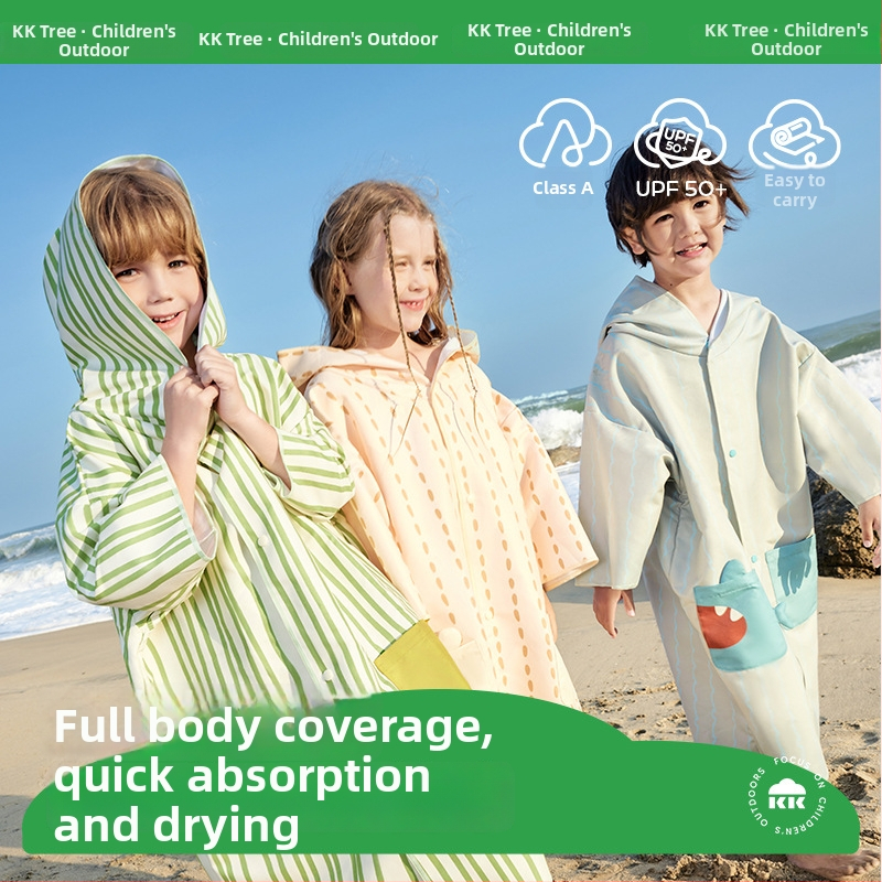 Παιδική πετσέτα παραλίας με κάπα, γρήγορο στέγνωμα, εξαιρετικά απορροφητική, προστασία από τον ήλιο, unisex, πολυεστέρας