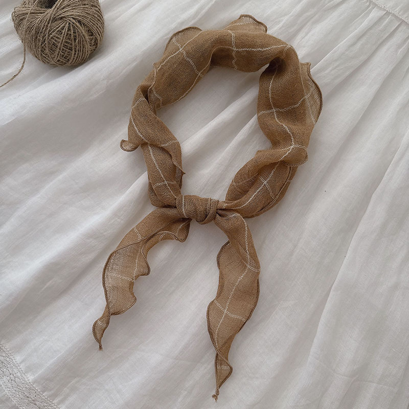 Trokutasti šal, pamuk-vuna mješavina, warp-knit tkanina, karirani uzorak, jesen