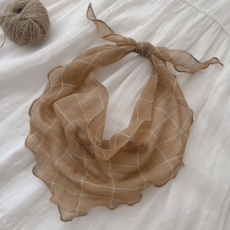 Trokutasti šal, pamuk-vuna mješavina, warp-knit tkanina, karirani uzorak, jesen