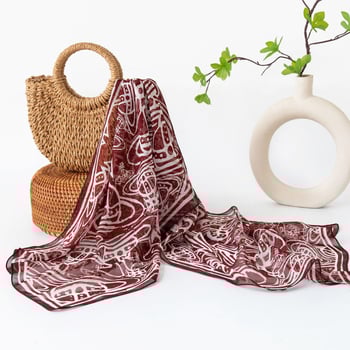 Шал от коприна Mulberry за жени, ръчно рисуван принт на звездно небе, средна дължина