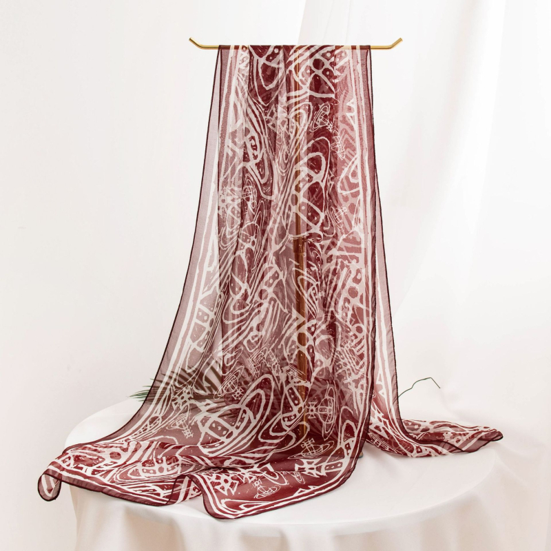 Шал от коприна Mulberry за жени, ръчно рисуван принт на звездно небе, средна дължина