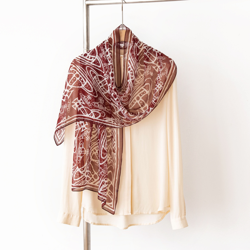 Шал от коприна Mulberry за жени, ръчно рисуван принт на звездно небе, средна дължина