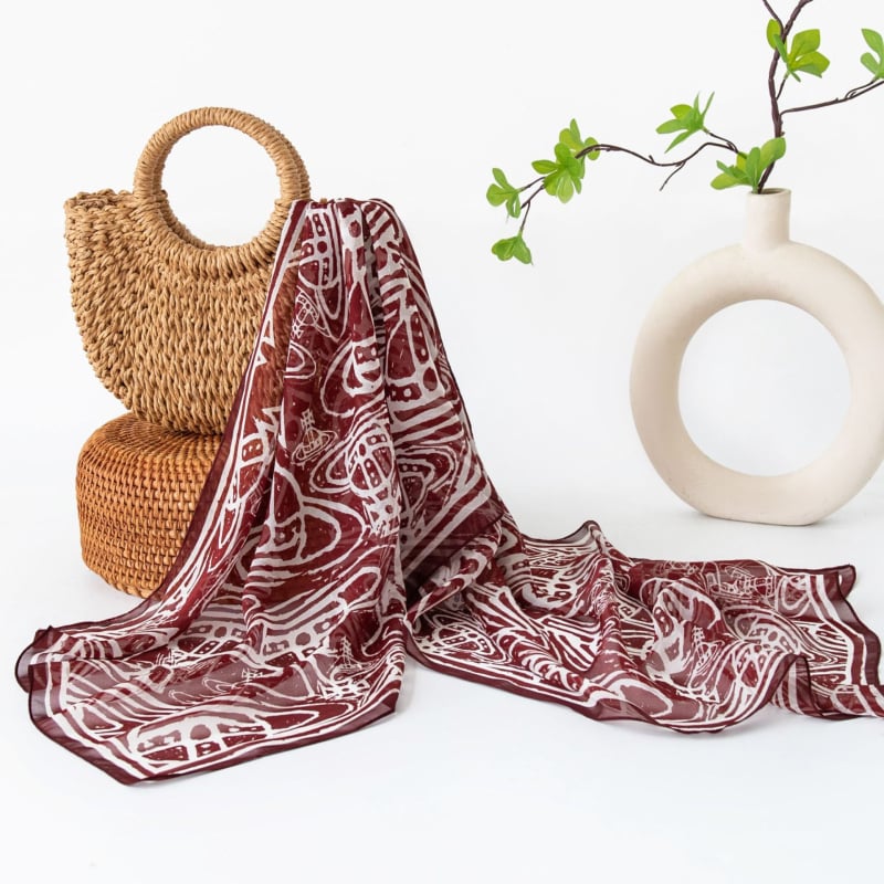 Шал от коприна Mulberry за жени, ръчно рисуван принт на звездно небе, средна дължина