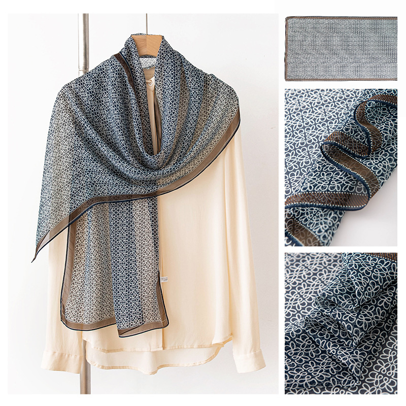 Шал от коприна Mulberry за жени, ръчно рисуван принт на звездно небе, средна дължина