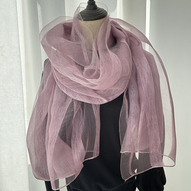Ženski svileni šal, književno retro stil, warp-knit tkanina, tie-dye obrada, proljeće 2025