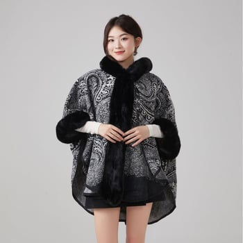 Cardigan stil šalna kapuljača vanjski kaput, jacquard tkanina, warp-knit poliester, jesen-zima