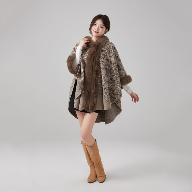 Cardigan stil šalna kapuljača vanjski kaput, jacquard tkanina, warp-knit poliester, jesen-zima