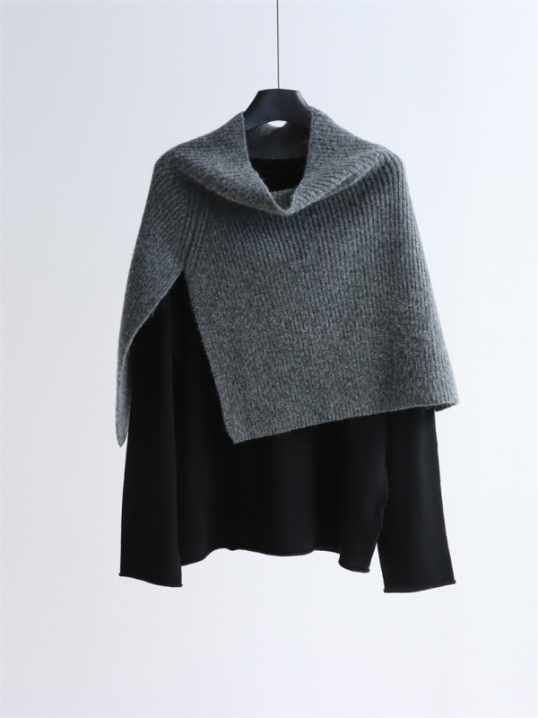 Плетен шал от вискоза, монохромен модел, запазва топлината, подходящ за есен и зима