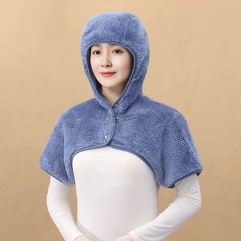 Дамско плетено горно облекло в стил плащ, подплатено с флис, полиестерно влакно, зимна топлина