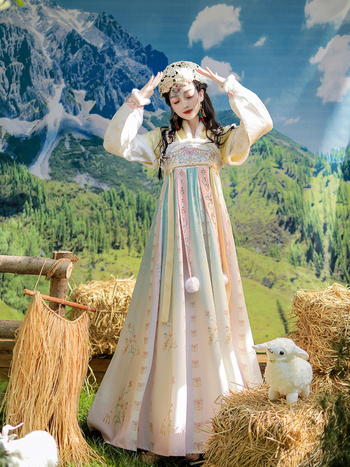 Sievietes Hanfu jaka Tang dinastijas stilā, samta biezinājums, izšuvums, piedurknes tipa pipa, poliestera audums