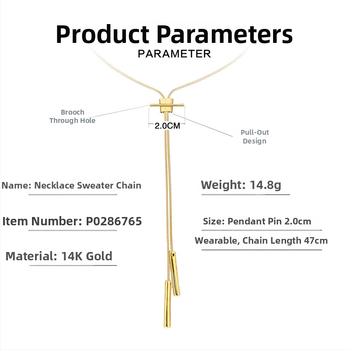 Pikk kaelakee vasest sulamiga, geomeetriline ahel, naiste moe stiil, sügis 2025