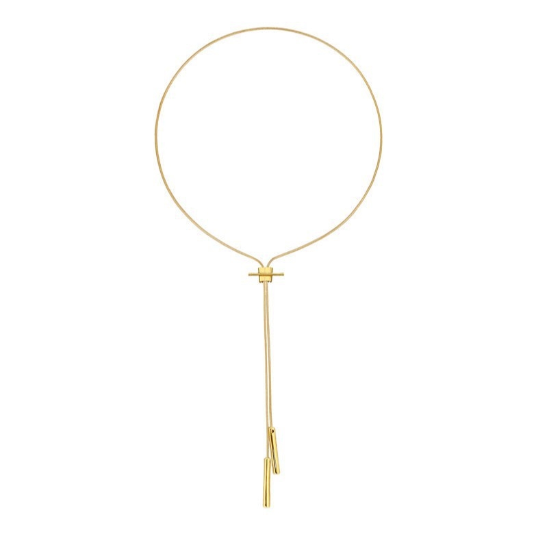 Pikk kaelakee vasest sulamiga, geomeetriline ahel, naiste moe stiil, sügis 2025