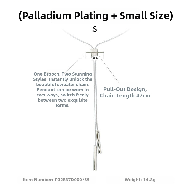 Pikk kaelakee vasest sulamiga, geomeetriline ahel, naiste moe stiil, sügis 2025