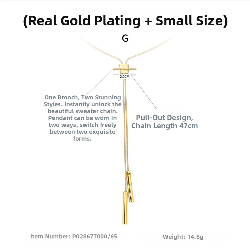 Pikk kaelakee vasest sulamiga, geomeetriline ahel, naiste moe stiil, sügis 2025