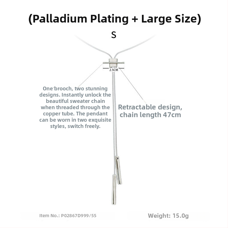 Pikk kaelakee vasest sulamiga, geomeetriline ahel, naiste moe stiil, sügis 2025
