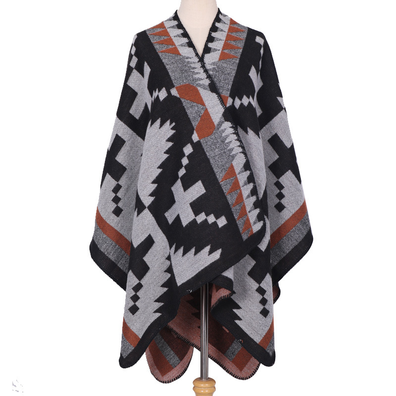 Ženski šal/kapuljača, lažni kašmir, karirani uzorak, pleteni Jacquard, toplo za sve sezone