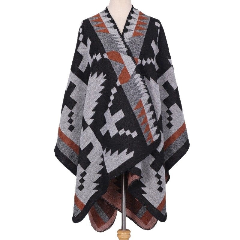 Ženski šal/kapuljača, lažni kašmir, karirani uzorak, pleteni Jacquard, toplo za sve sezone