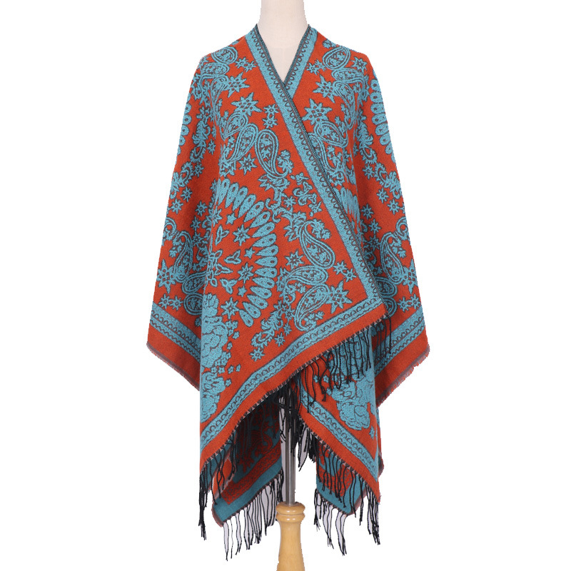 Ženski šal/kapuljača, lažni kašmir, karirani uzorak, pleteni Jacquard, toplo za sve sezone