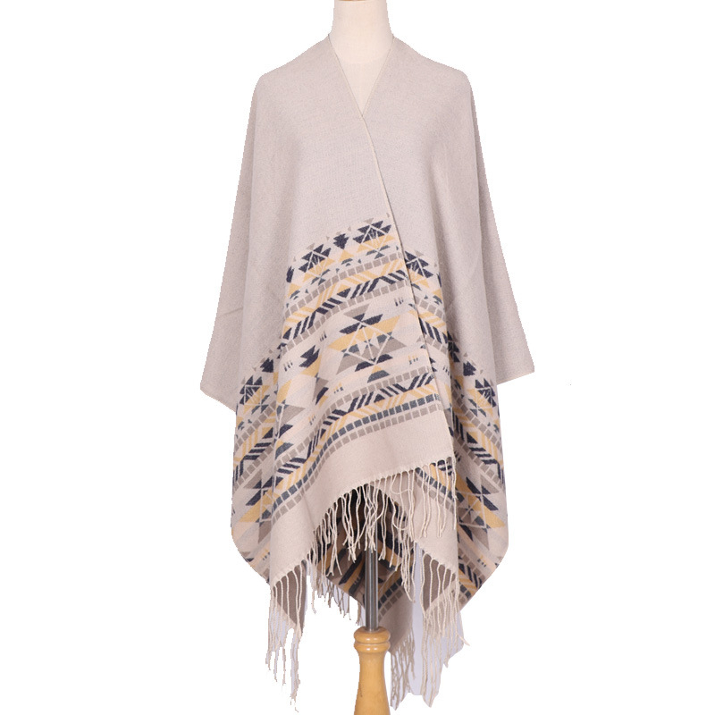 Ženski šal/kapuljača, lažni kašmir, karirani uzorak, pleteni Jacquard, toplo za sve sezone
