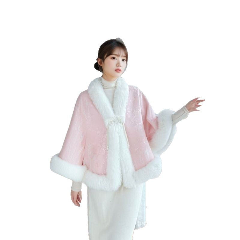 Rahvusliku stiiliga cape, polüestrist materjal, hoiab sooja sügis-talvel