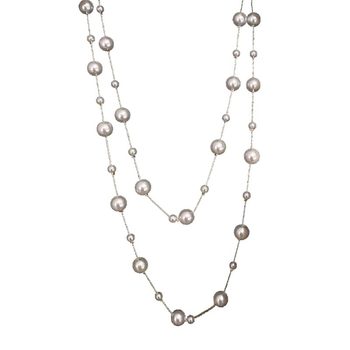 Pērļu garā kaklarota džemperim, karains raksts, U formas stils, lodīšu ķēde, garums 81 cm un vairāk