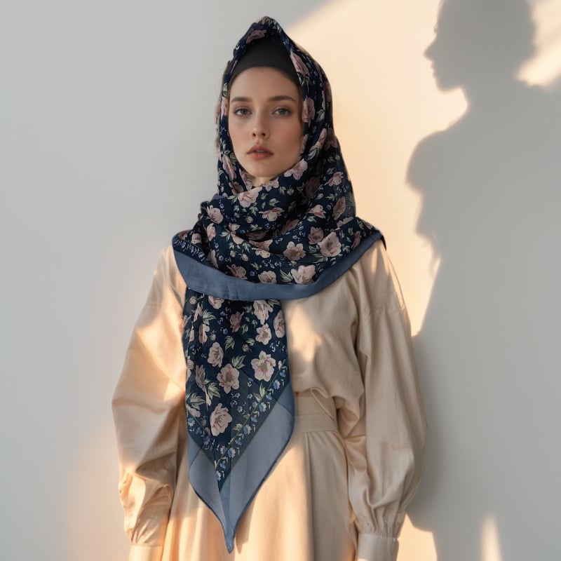 Turban od Bali Yarn s cvjetnim uzorkom, tiskan, warp pleteni, dekorativan, za sve sezone