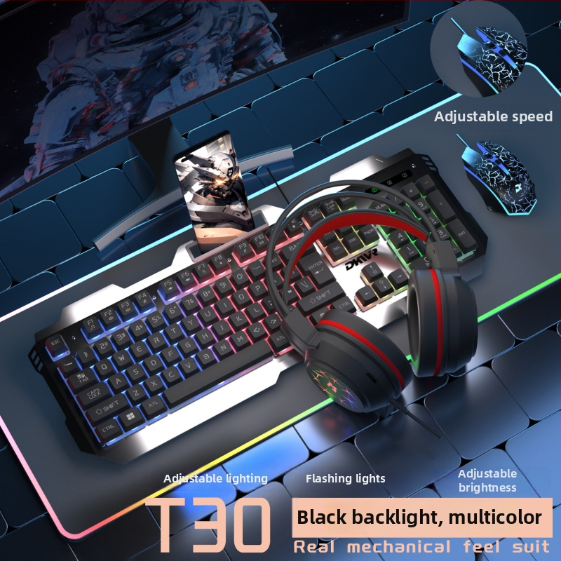 Drôtový herný set: klávesnica s 104 klávesami, myš a headset, USB