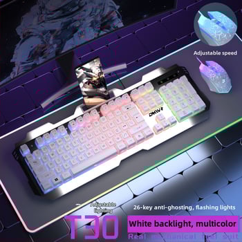 Жична клавиатура с 104 клавиша, USB връзка, мишка и слушалки — гейминг комплект от три части за лаптоп/компютър