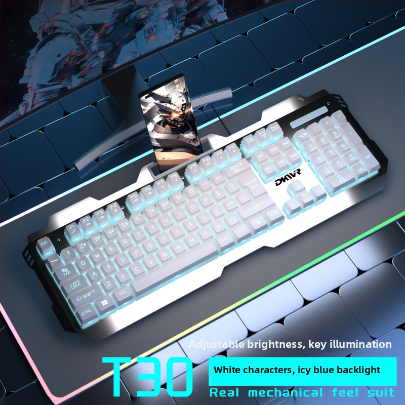 Жична клавиатура с 104 клавиша, USB връзка, мишка и слушалки — гейминг комплект от три части за лаптоп/компютър