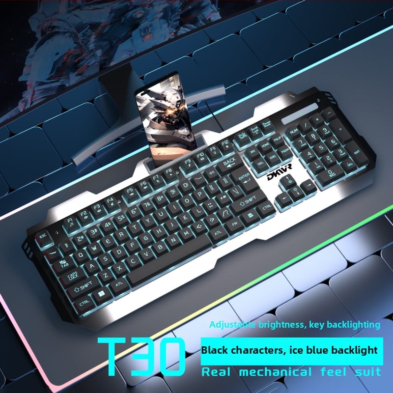 Жична клавиатура с 104 клавиша, USB връзка, мишка и слушалки — гейминг комплект от три части за лаптоп/компютър