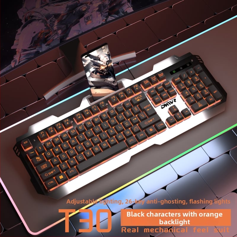 Жична клавиатура с 104 клавиша, USB връзка, мишка и слушалки — гейминг комплект от три части за лаптоп/компютър