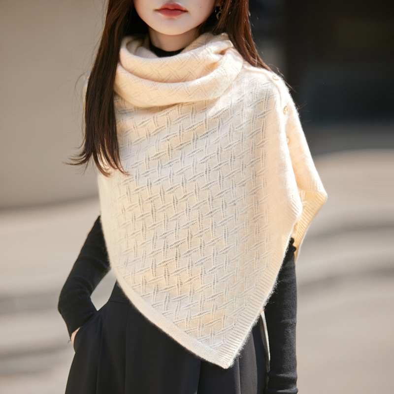 Sieviešu vilnas šalle-kabata, adīta, silta, platums 45 cm, warp-knit, rudens 2025