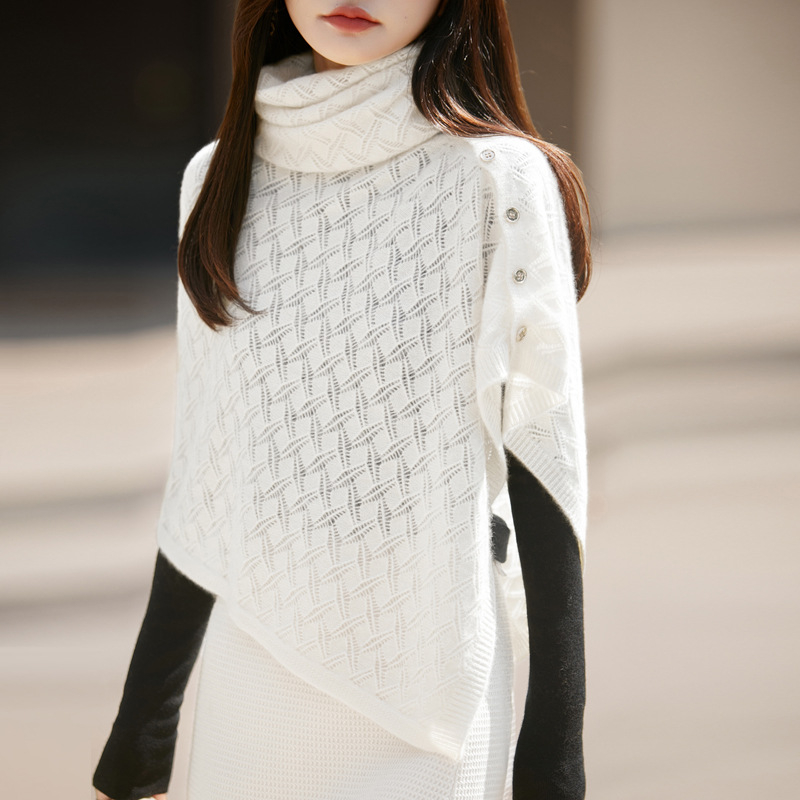 Sieviešu vilnas šalle-kabata, adīta, silta, platums 45 cm, warp-knit, rudens 2025