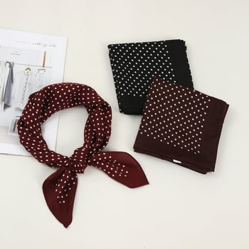 Poliesterski četvrtasti šal s tiskom točkica – twill tkanina, literarno-retro stil, šal za glavu za zaštitu od sunca