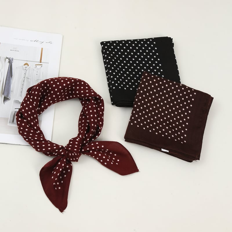 Poliesterski četvrtasti šal s tiskom točkica – twill tkanina, literarno-retro stil, šal za glavu za zaštitu od sunca