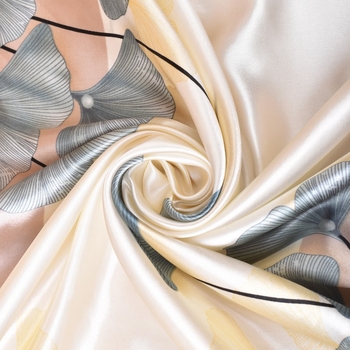 Șal pătrat de satin cu imprimeu de frunză de ginkgo, vară, pentru femei, imprimare