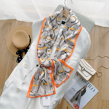 Fular dublu pentru cap, chiffon cu țesătură satinată, 100% poliester, imprimare, pentru femei