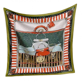 Șal din twill cu mătase artificială, imprimeu retro-literar, formă pătrată, protecție solară, lansare toamnă 2025