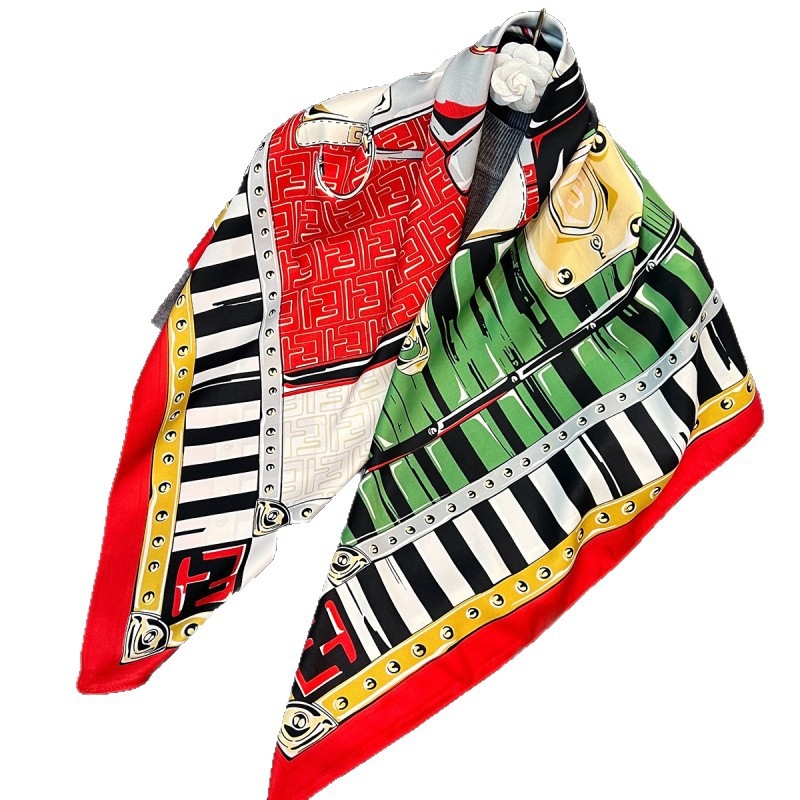 Șal din twill cu mătase artificială, imprimeu retro-literar, formă pătrată, protecție solară, lansare toamnă 2025