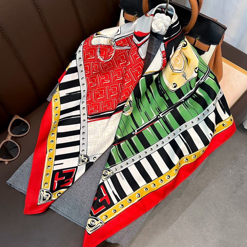 Șal din twill cu mătase artificială, imprimeu retro-literar, formă pătrată, protecție solară, lansare toamnă 2025